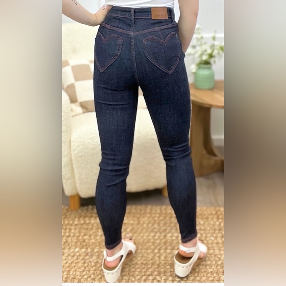 Amara Love High-Waist Skinny Jeans w/ Heart Pockets by Judy Blue - Picture 1 of 10